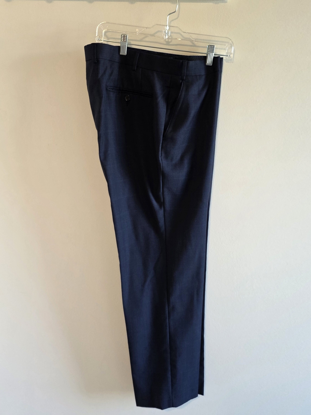 Lauren Ralph Lauren Dress Pants Mens 38x30 Flat Front Wool Poly Blend Navy Plaid